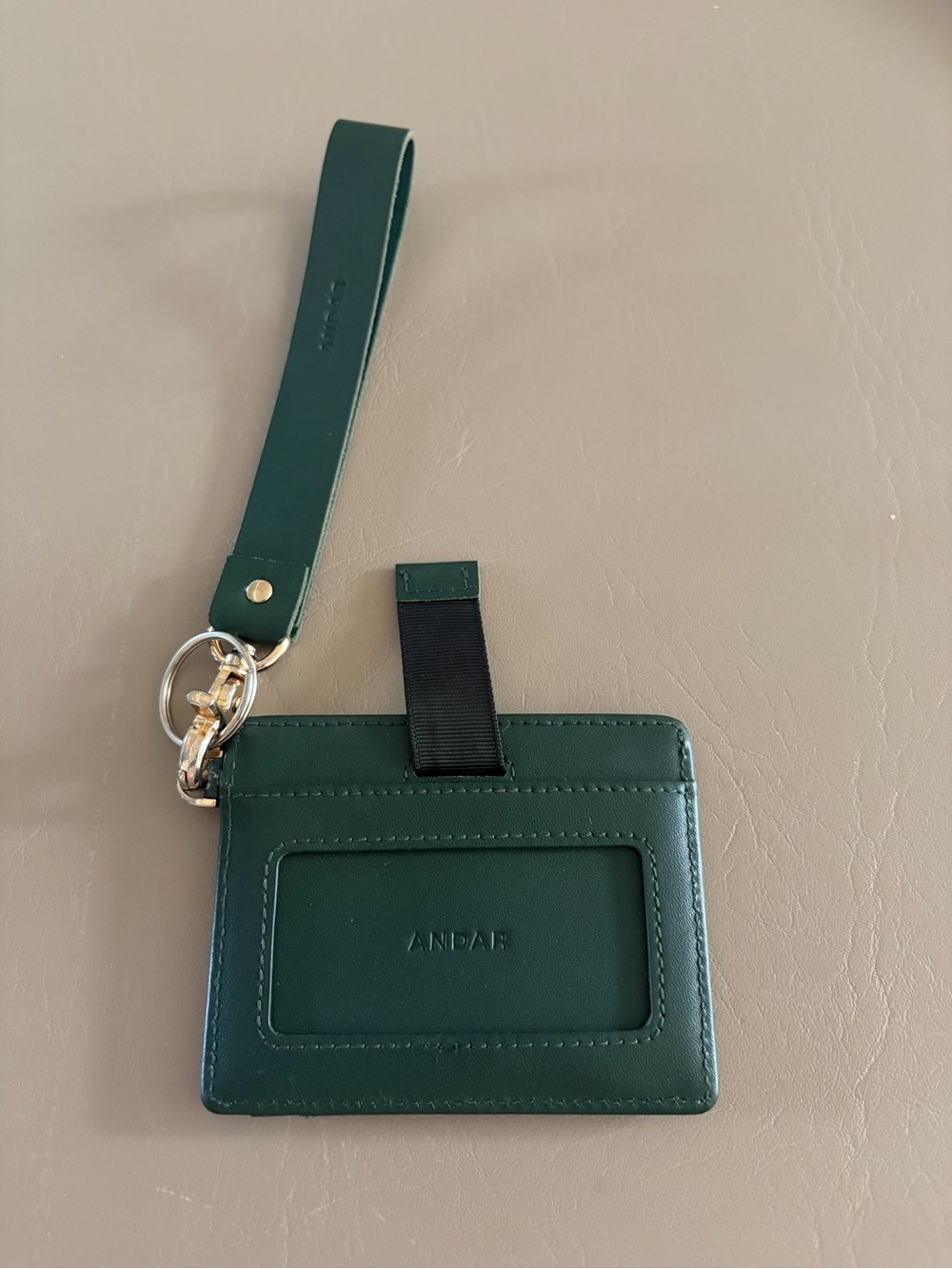 ANDAR Green Leather Wrist Strap Card & ID Holder